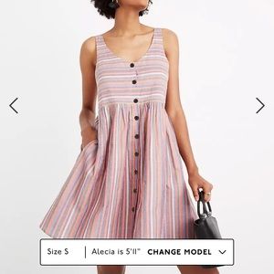 Madewell scoopneck tank dress rainbow stripe 100% cotton style #L3305 medium